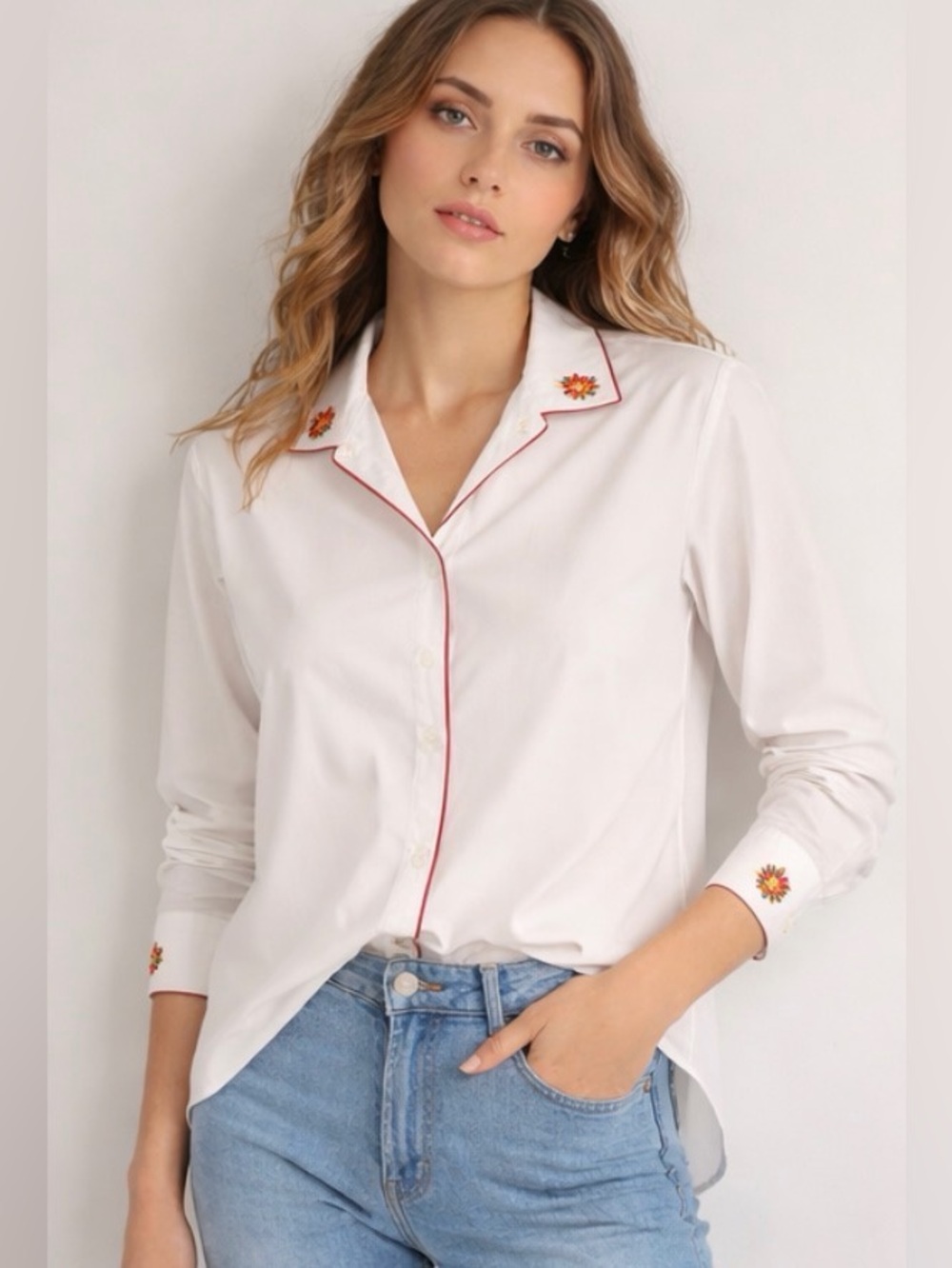 Vintage Baxter & Wells Embroidered Collar & Sleeves Dress Shirt 14